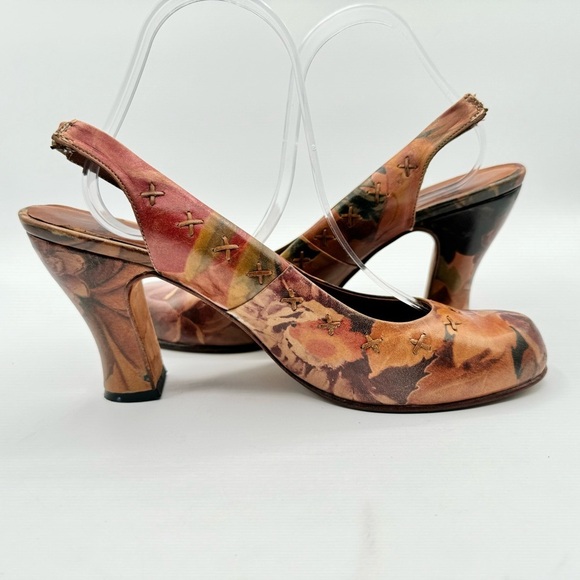 JOHN FLUEVOG PRODIGY FLORAL SLINGBACK HEELS BLOCK HEELS MADE IN PERU SIZE 10.5 - Picture 8 of 12